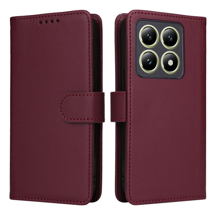 For Xiaomi 14T BETOPNICE BN-005 2 in 1 Detachable Imitate Genuine Leather Phone Case(Wine Red)