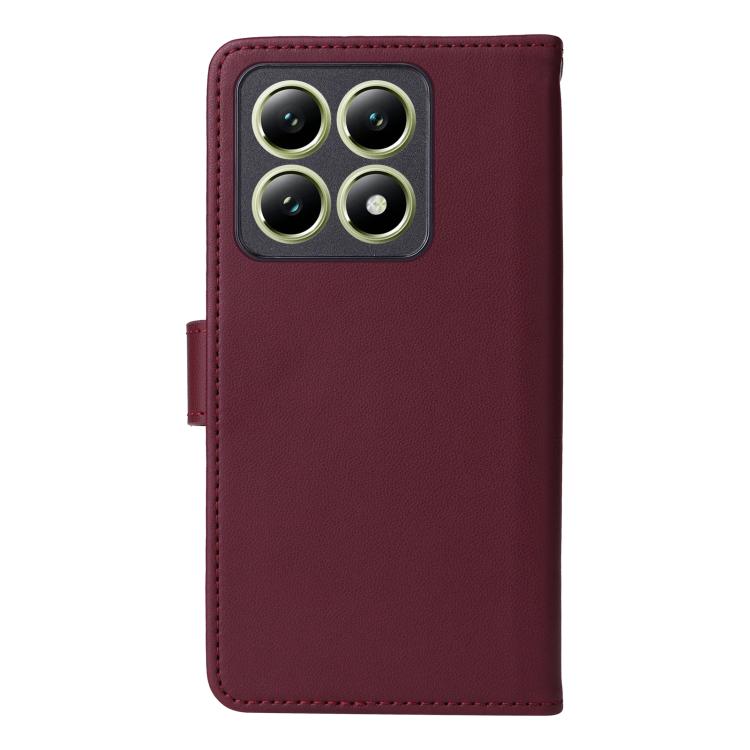 For Xiaomi 14T BETOPNICE BN-005 2 in 1 Detachable Imitate Genuine Leather Phone Case(Wine Red)