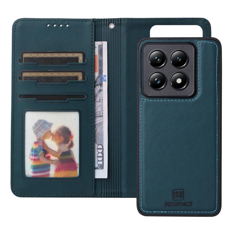 For Xiaomi 14T Pro BETOPNICE BN-005 2 in 1 Detachable Imitate Genuine Leather Phone Case(Blue)