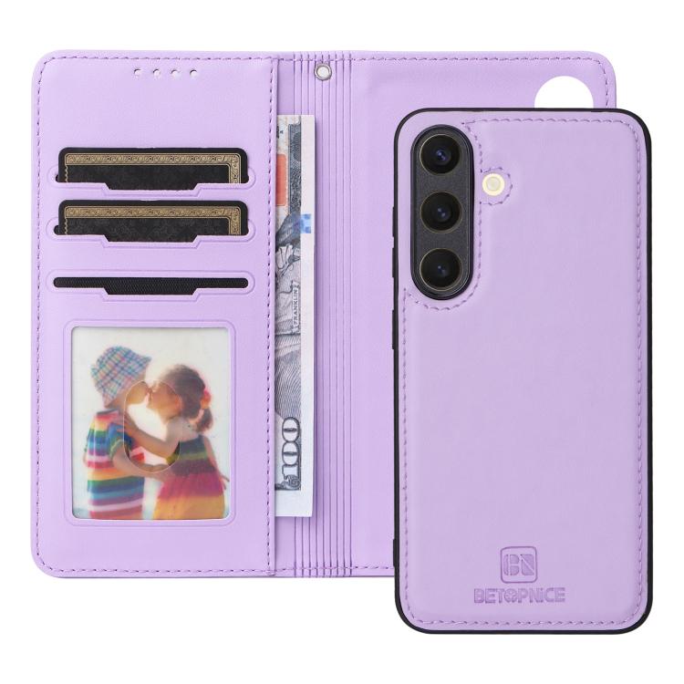For Galaxy S25 5G BETOPNICE BN-005 2 in 1 Detachable Imitate Genuine Leather Phone Case(Light Purple)