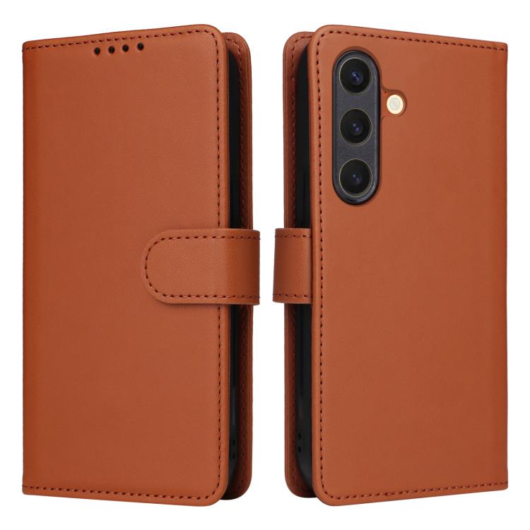 For Galaxy S25 5G BETOPNICE BN-005 2 in 1 Detachable Imitate Genuine Leather Phone Case(Brown)