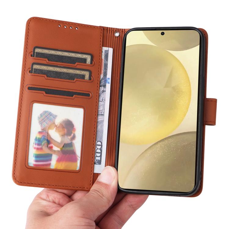 For Galaxy S25 5G BETOPNICE BN-005 2 in 1 Detachable Imitate Genuine Leather Phone Case(Brown)