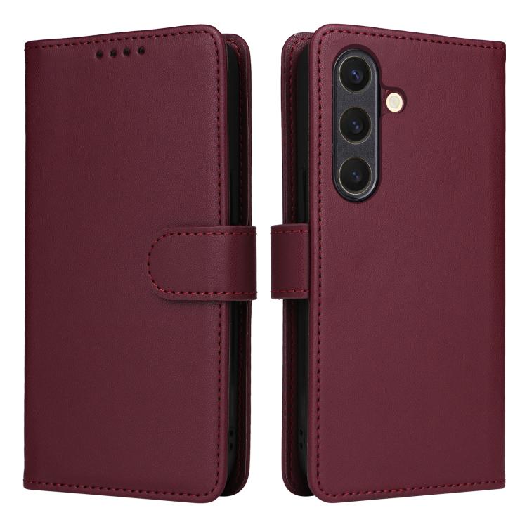 For Galaxy S25 5G BETOPNICE BN-005 2 in 1 Detachable Imitate Genuine Leather Phone Case(Wine Red)