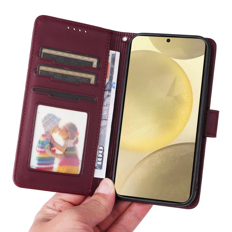 For Galaxy S25 5G BETOPNICE BN-005 2 in 1 Detachable Imitate Genuine Leather Phone Case(Wine Red)