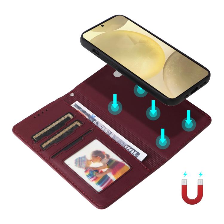 For Galaxy S25 5G BETOPNICE BN-005 2 in 1 Detachable Imitate Genuine Leather Phone Case(Wine Red)