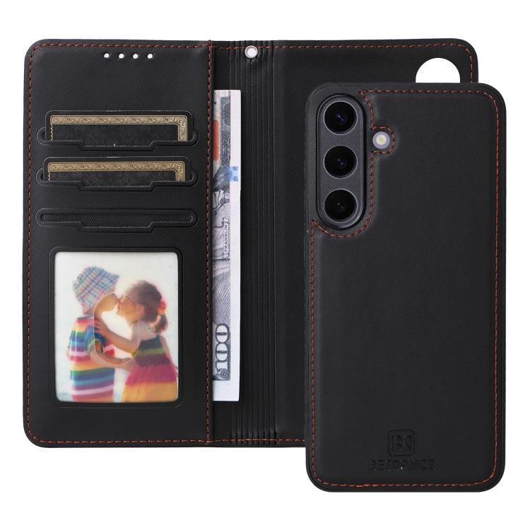 For Galaxy S25+ 5G BETOPNICE BN-005 2 in 1 Detachable Imitate Genuine Leather Phone Case(Black)