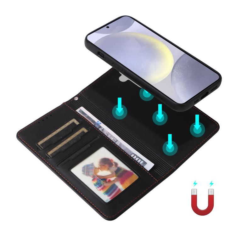For Galaxy S25+ 5G BETOPNICE BN-005 2 in 1 Detachable Imitate Genuine Leather Phone Case(Black)