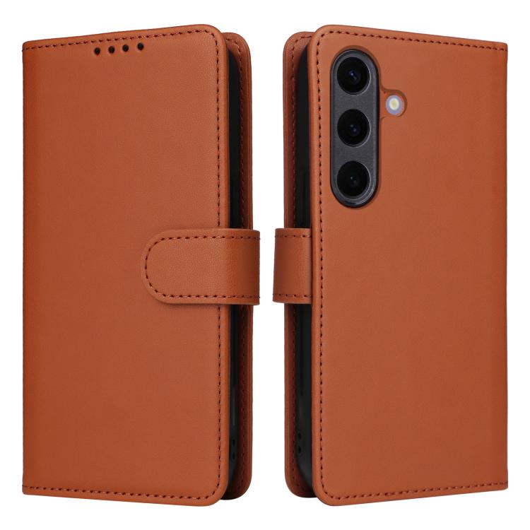 For Galaxy S25+ 5G BETOPNICE BN-005 2 in 1 Detachable Imitate Genuine Leather Phone Case(Brown)