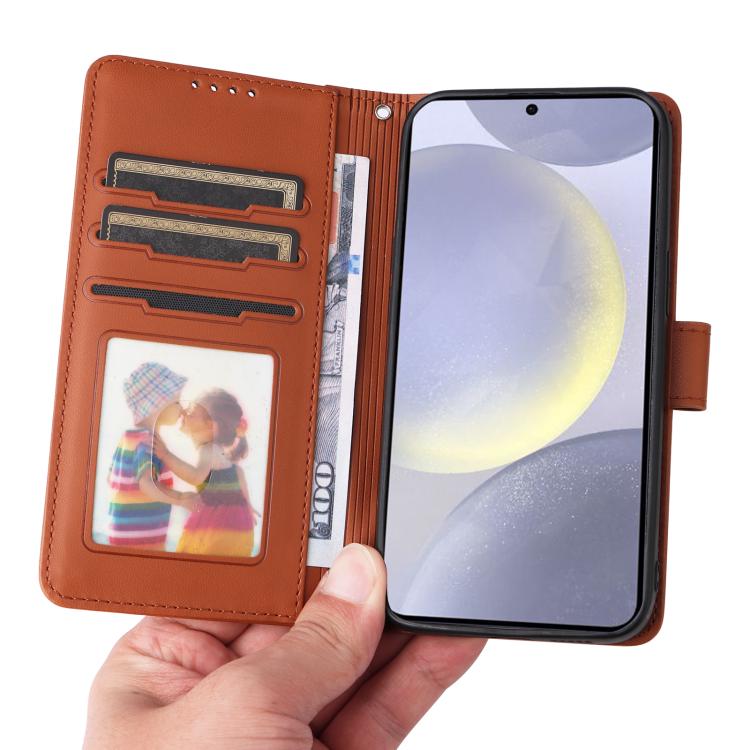 For Galaxy S25+ 5G BETOPNICE BN-005 2 in 1 Detachable Imitate Genuine Leather Phone Case(Brown)