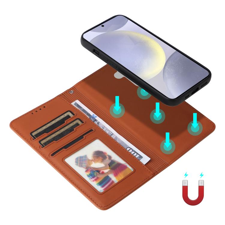 For Galaxy S25+ 5G BETOPNICE BN-005 2 in 1 Detachable Imitate Genuine Leather Phone Case(Brown)