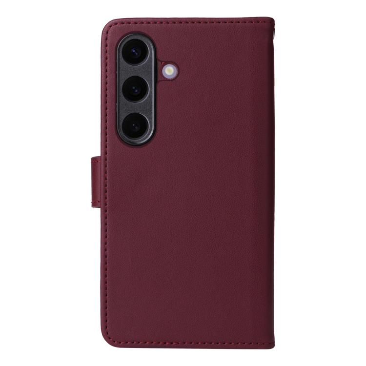 For Galaxy S25+ 5G BETOPNICE BN-005 2 in 1 Detachable Imitate Genuine Leather Phone Case(Wine Red)