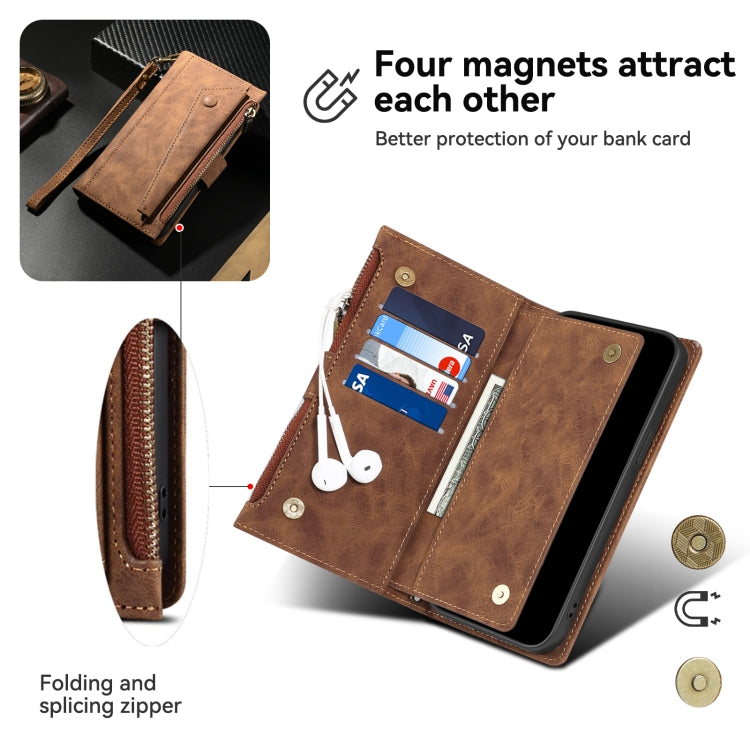 For Samsung Galaxy A26 5G ESEBLE Retro Frosted RFID Flip Leather Phone Case(Brown)