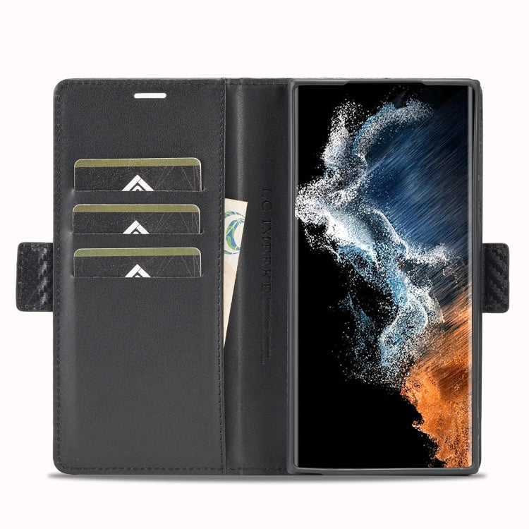 For Samsung Galaxy S25 Ultra 5G LC.IMEEKE Carbon Fiber Leather Phone Case(Vertical Black)