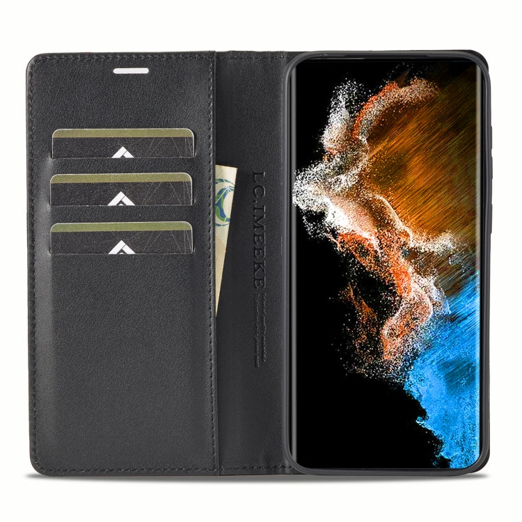 For Samsung Galaxy S25+ 5G LC.IMEEKE Carbon Fiber Leather Phone Case(Vertical Black)
