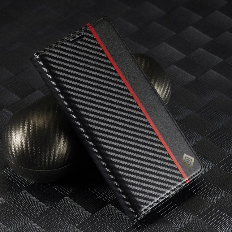 For Samsung Galaxy S25 5G LC.IMEEKE Carbon Fiber Leather Phone Case(Vertical Black)