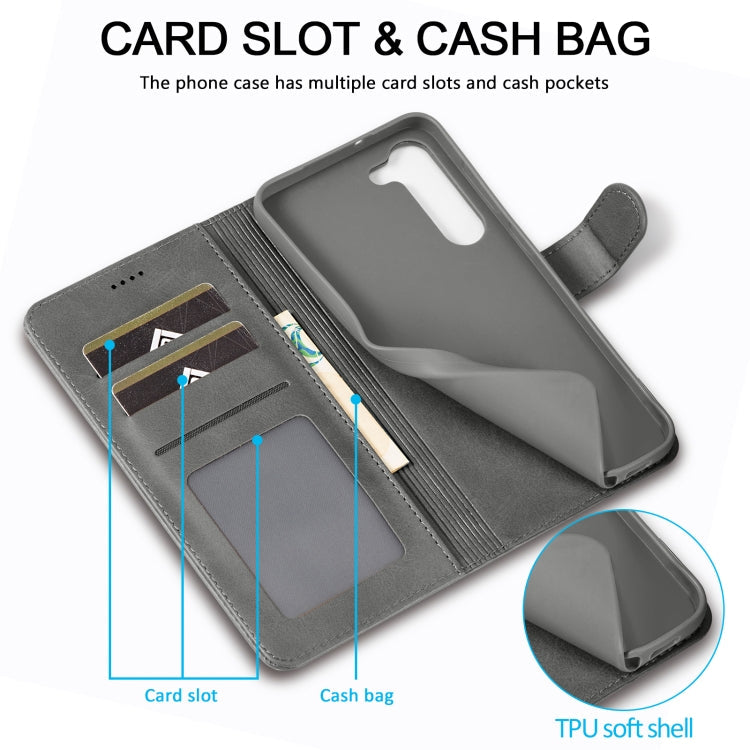 For Samsung Galaxy S25 5G LC.IMEEKE Calf Texture Leather Phone Case(Grey)