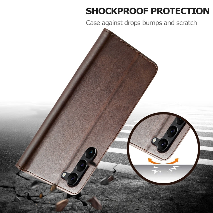 For Samsung Galaxy S25 5G LC.IMEEKE Calf Texture Leather Phone Case(Coffee)