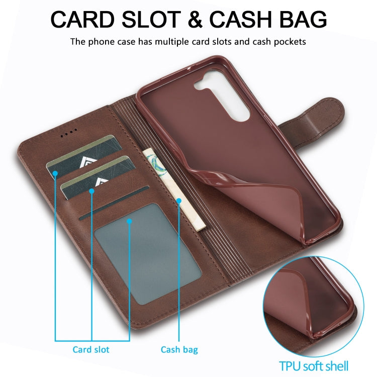 For Samsung Galaxy S25 5G LC.IMEEKE Calf Texture Leather Phone Case(Coffee)