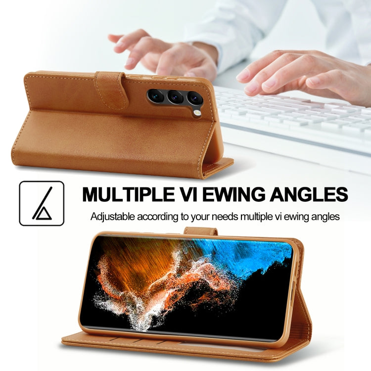 For Samsung Galaxy S25 5G LC.IMEEKE Calf Texture Leather Phone Case(Brown)