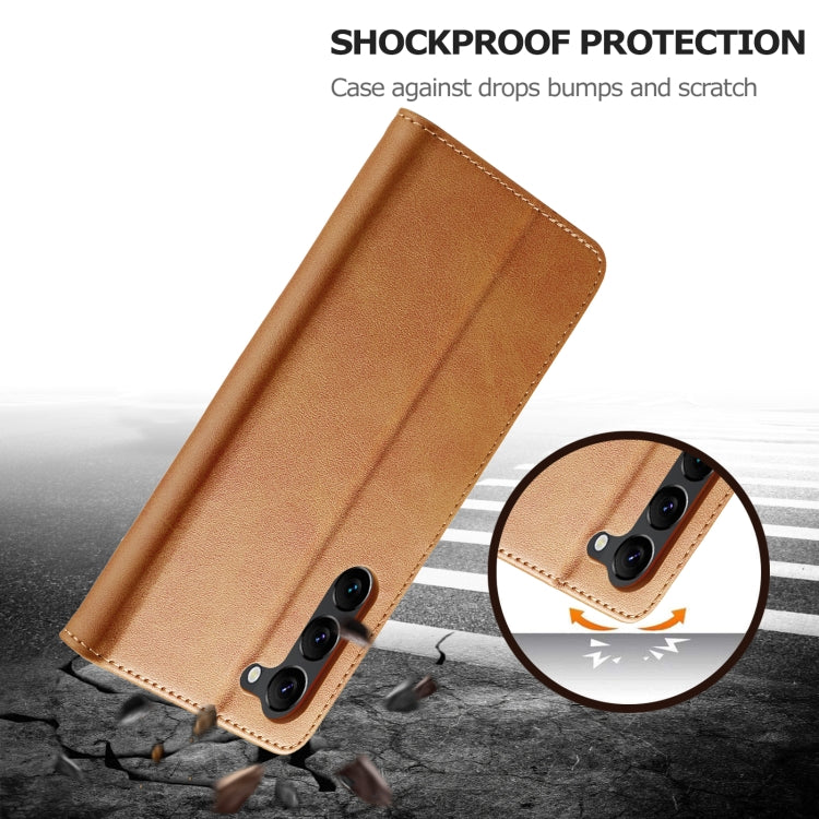 For Samsung Galaxy S25+ 5G LC.IMEEKE Calf Texture Leather Phone Case(Brown)