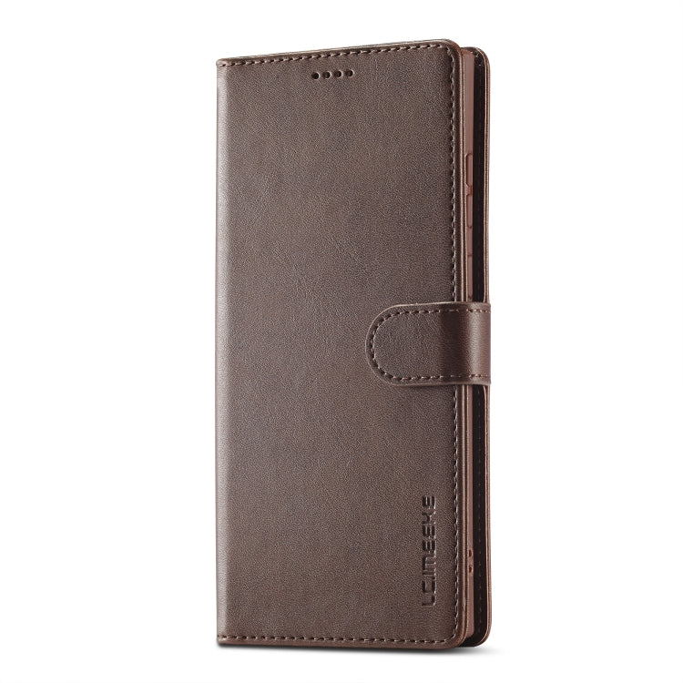 For Samsung Galaxy S25 Ultra 5G LC.IMEEKE Calf Texture Leather Phone Case(Coffee)
