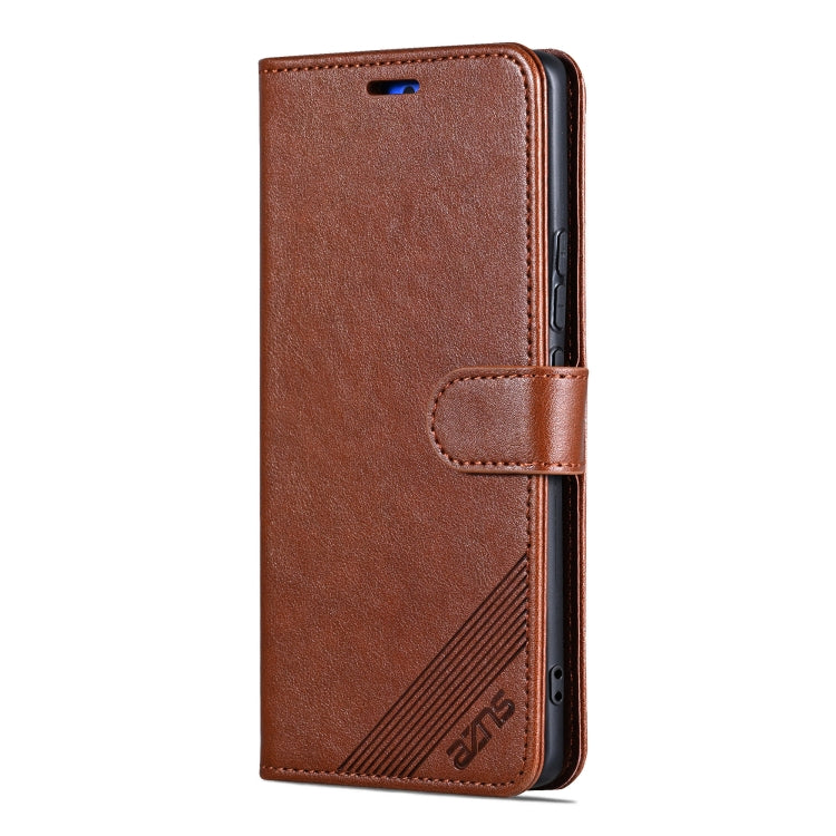 For Redmi K80 AZNS Sheepskin Texture Flip Leather Phone Case(Brown)