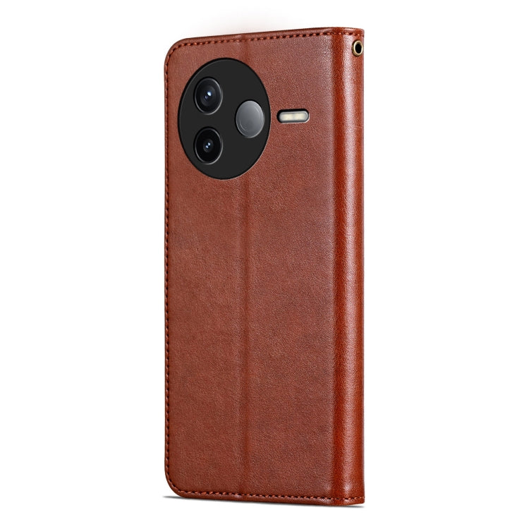 For Redmi K80 AZNS Sheepskin Texture Flip Leather Phone Case(Brown)