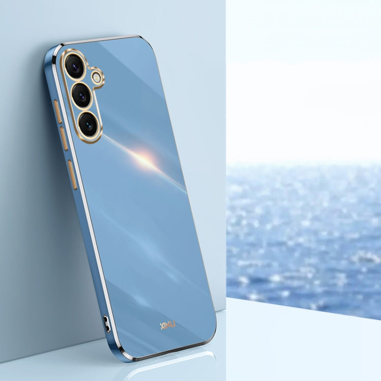 For Samsung Galaxy S25 5G XINLI Straight Edge 6D Electroplate TPU Phone Case(Celestial Blue)