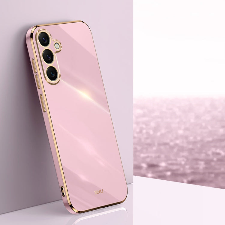 For Samsung Galaxy S25+ 5G XINLI Straight Edge 6D Electroplate TPU Phone Case(Cherry Purple)