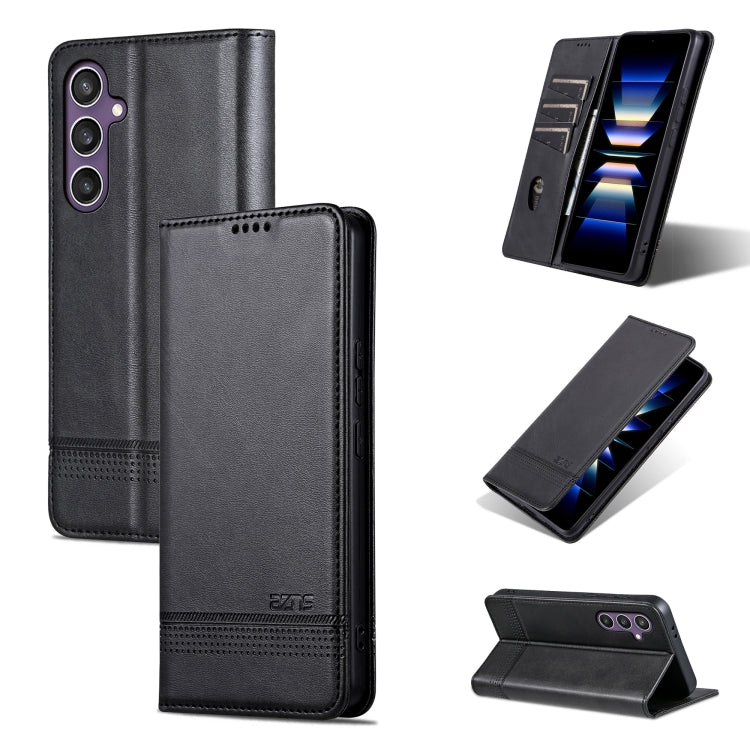For Samsung Galaxy A36 5G AZNS Magnetic Calf Texture Flip Leather Phone Case(Black)