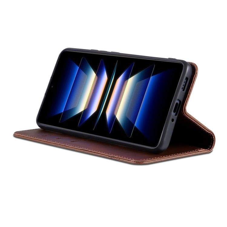 For Samsung Galaxy A36 5G AZNS Magnetic Calf Texture Flip Leather Phone Case(Dark Brown)