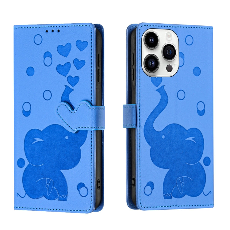 Cartoon Elephant Embossed Leather Phone Case, For iPhone 14 Plus, For iPhone 14, For iPhone 14 Pro, For iPhone 14 Pro Max