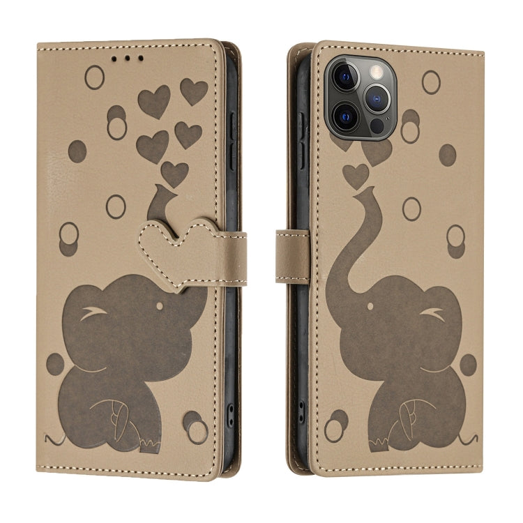 Cartoon Elephant Embossed Leather Phone Case, For iPhone 13 mini / 12 mini, For iPhone 12 / 12 Pro, For iPhone 12 Pro Max, For iPhone 11 Pro Max
