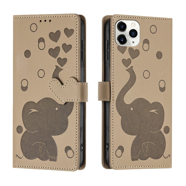 Cartoon Elephant Embossed Leather Phone Case, For iPhone 11, For iPhone 11 Pro, For iPhone X / XS, For iPhone XR