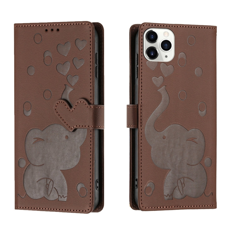 Cartoon Elephant Embossed Leather Phone Case, For iPhone 13 mini / 12 mini, For iPhone 12 / 12 Pro, For iPhone 12 Pro Max, For iPhone 11 Pro Max