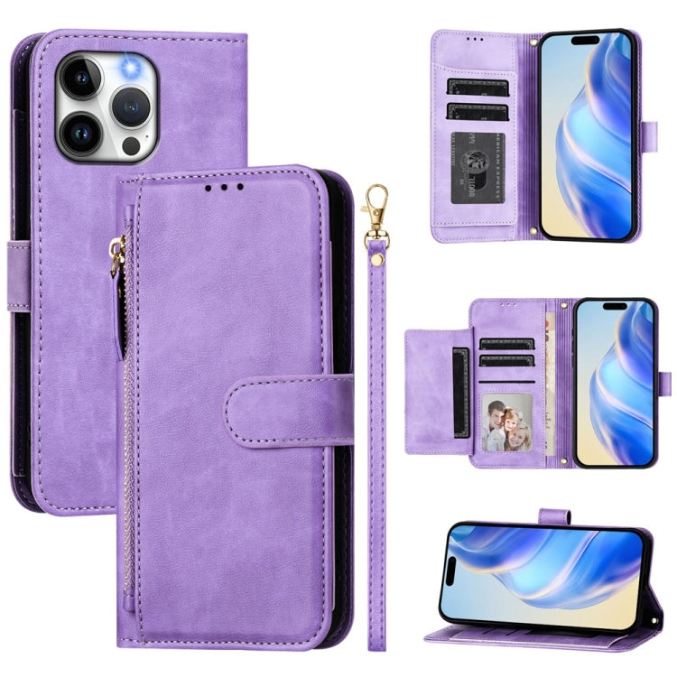 Multi-Card Slots Zipper Wallet Leather Phone Case, For iPhone 16, For iPhone 15 Pro Max, For iPhone 15 Pro, For iPhone 15 Plus