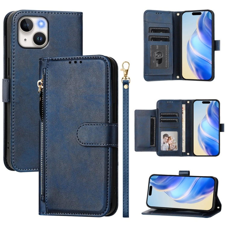 Multi-Card Slots Zipper Wallet Leather Phone Case, For iPhone 15, For iPhone 14 Plus, For iPhone 14 / 13, For iPhone 14 Pro
