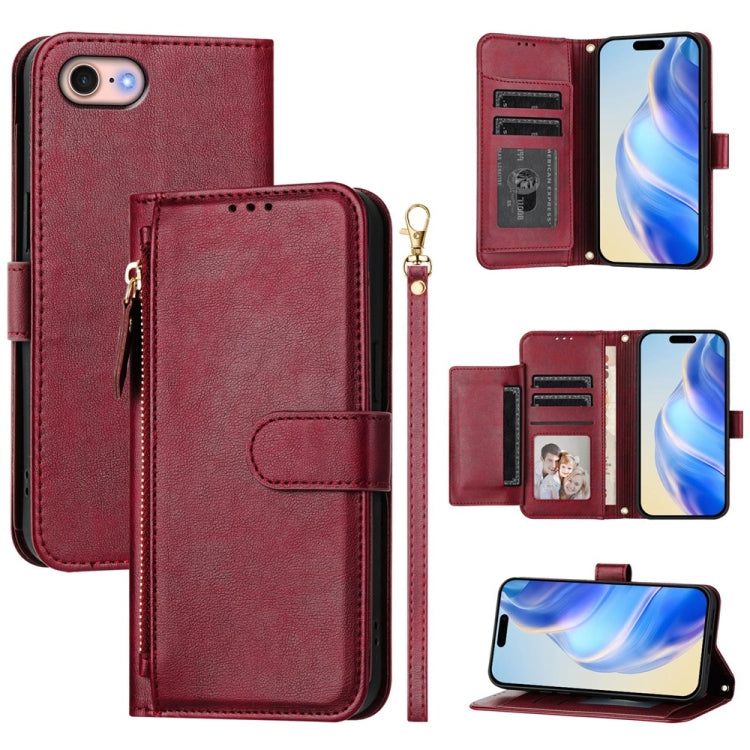 Multi-Card Slots Zipper Wallet Leather Phone Case, For iPhone 14 Pro Max, For iPhone SE 2022 / 2020 / 8 / 7, For iPhone 13 Pro Max, For iPhone 13 Pro