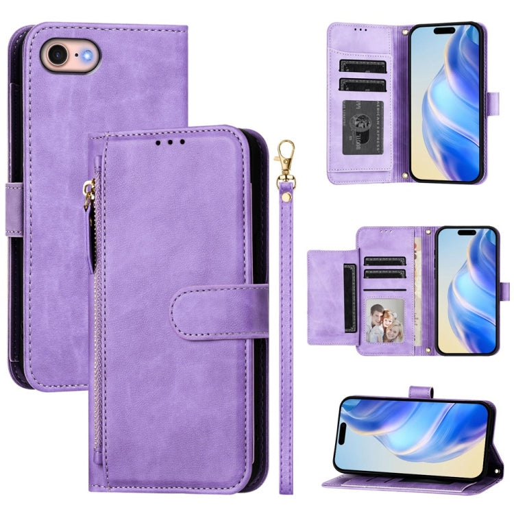 Multi-Card Slots Zipper Wallet Leather Phone Case, For iPhone 14 Pro Max, For iPhone SE 2022 / 2020 / 8 / 7, For iPhone 13 Pro Max, For iPhone 13 Pro
