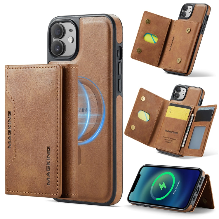 For iPhone 12 / 12 Pro MAGKING K2 Series MagSafe RFID Card Bag Detachable Phone Case(Brown)
