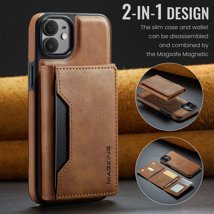 For iPhone 12 / 12 Pro MAGKING K2 Series MagSafe RFID Card Bag Detachable Phone Case(Brown)