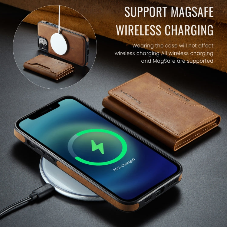 For iPhone 12 / 12 Pro MAGKING K2 Series MagSafe RFID Card Bag Detachable Phone Case(Brown)