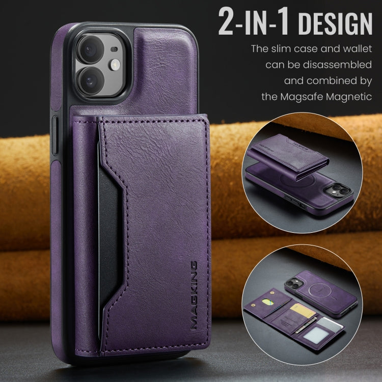 For iPhone 12 / 12 Pro MAGKING K2 Series MagSafe RFID Card Bag Detachable Phone Case(Purple)