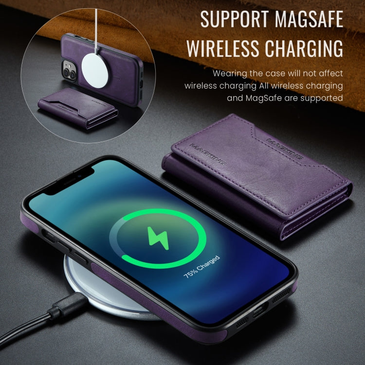 For iPhone 12 / 12 Pro MAGKING K2 Series MagSafe RFID Card Bag Detachable Phone Case(Purple)