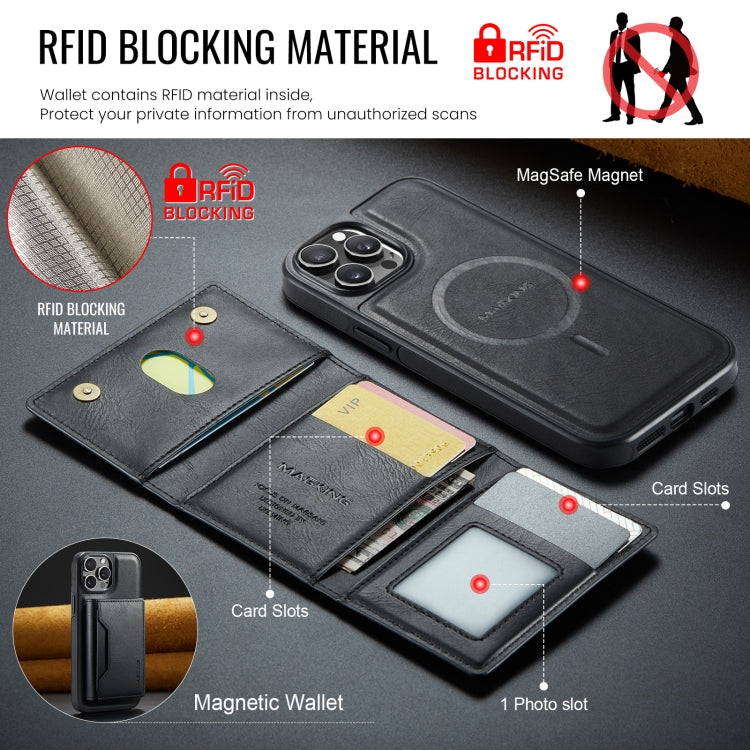 For iPhone 12 Pro Max MAGKING K2 Series MagSafe RFID Card Bag Detachable Phone Case(Black)