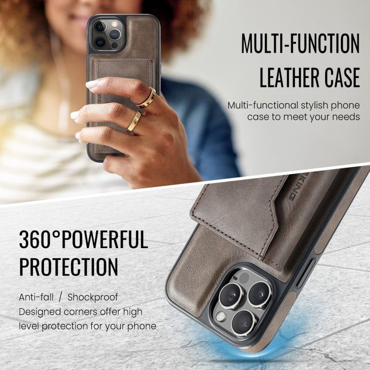 For iPhone 12 Pro Max MAGKING K2 Series MagSafe RFID Card Bag Detachable Phone Case(Coffee)