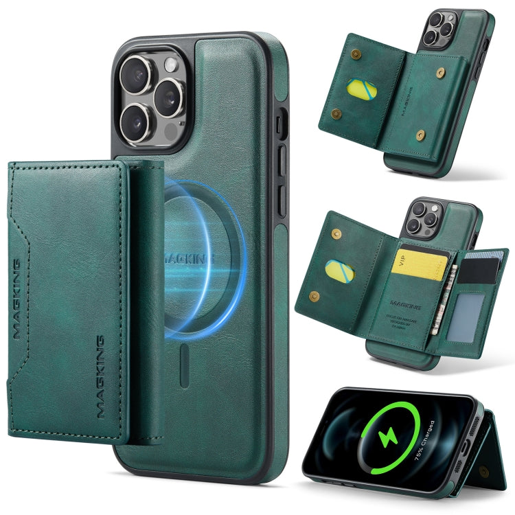 For iPhone 12 Pro Max MAGKING K2 Series MagSafe RFID Card Bag Detachable Phone Case(Green)