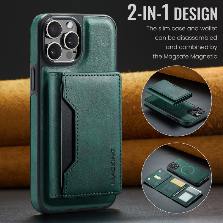 For iPhone 12 Pro Max MAGKING K2 Series MagSafe RFID Card Bag Detachable Phone Case(Green)