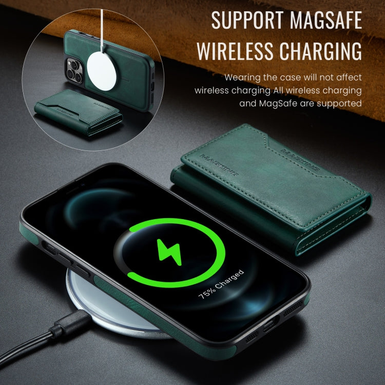 For iPhone 12 Pro Max MAGKING K2 Series MagSafe RFID Card Bag Detachable Phone Case(Green)