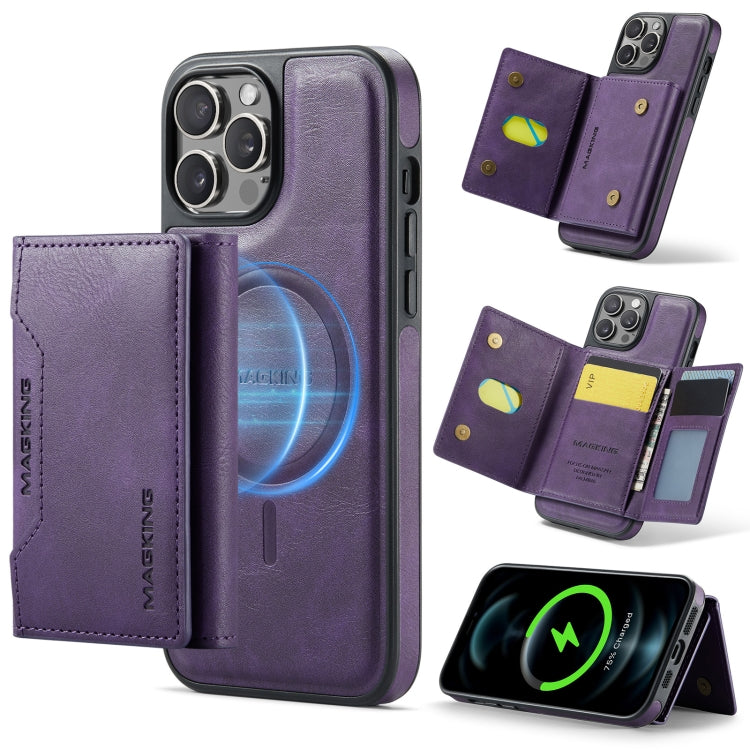 For iPhone 12 Pro Max MAGKING K2 Series MagSafe RFID Card Bag Detachable Phone Case(Purple)